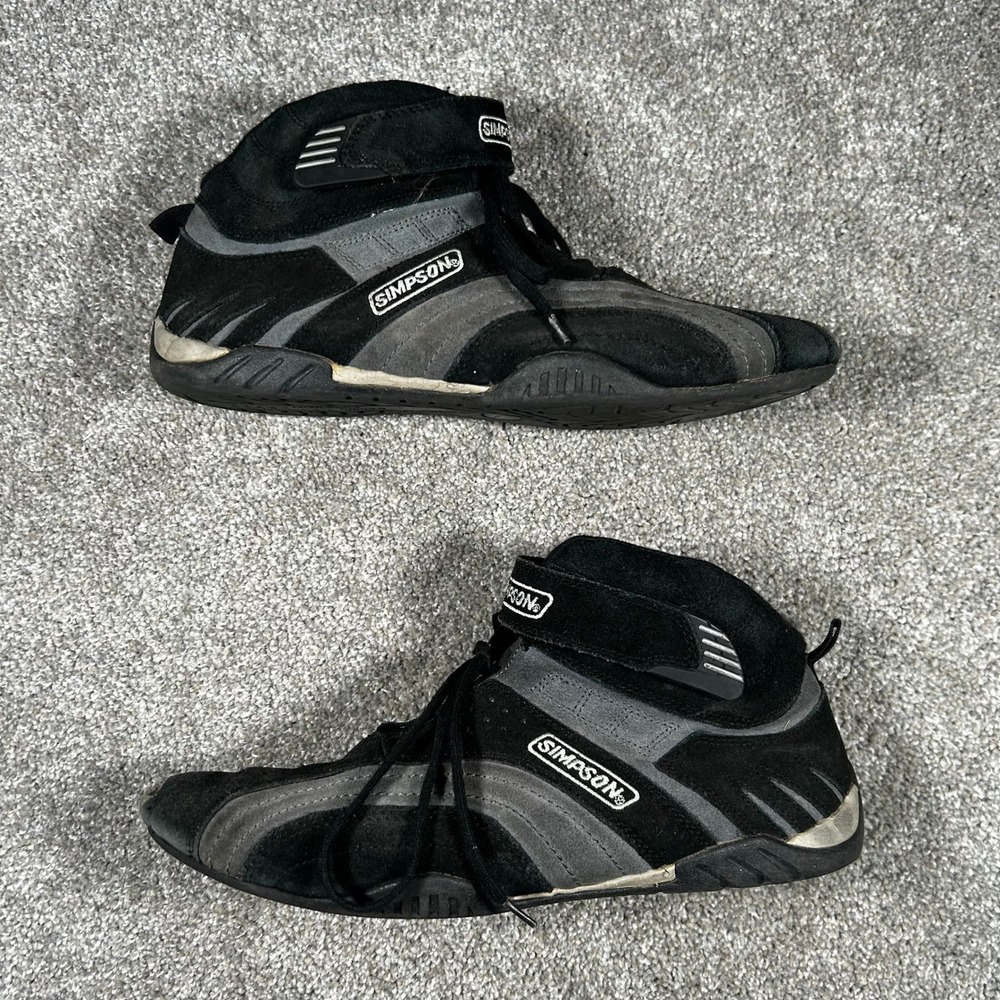 Simpson Racing Shoes Mens 11 Black Grey SFI 3.3/5 High Top Driving Sneakers